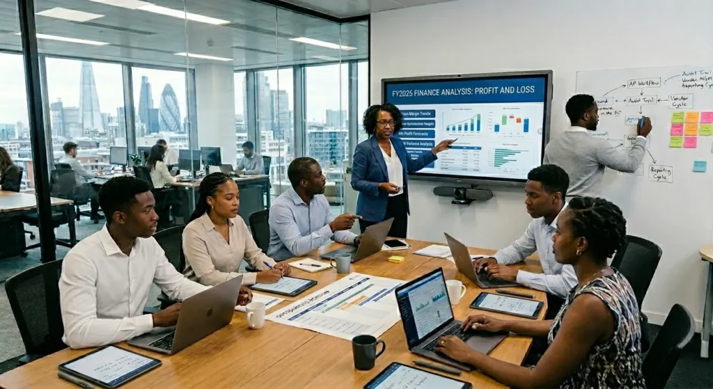 finance outsourcing team in a strategy session