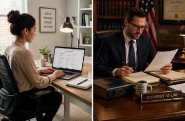Remote legal assistant working for US law firm from home office